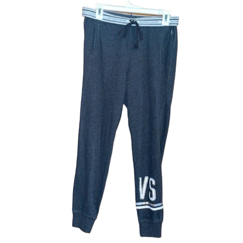 •VICTORIA'S SECERT•NWB GRAY HIGH WAIST LOGO DRAWSTRING JOGGERS SIZE SMALL